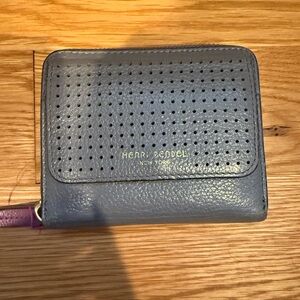 Henri Bendel Perforated Gray Leather Wallet